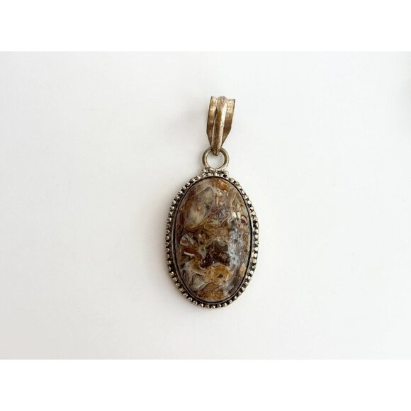 Sugilite Gemstone Oval Shaped Large Sterling Silver Vermeil 925 Vintage Pendant - Picture 10 of 10